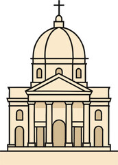 Cathedral Dome Vector Illustration – Line Art Landmark Church Architecture