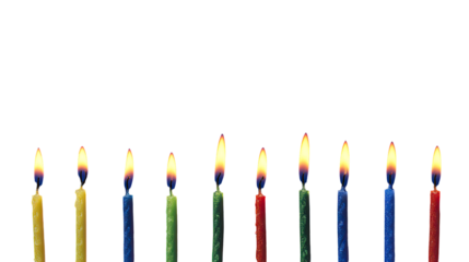 Colorful candles, flames