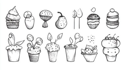 92.Set of Cute Pen Line Doodle Element Vector