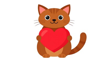 Cute cartoon cat holding a heart (2)