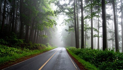 Fototapeta premium Misty forest road