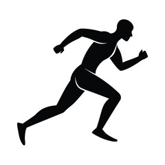 Obraz premium running man silhouette design, running athlete silhouette art, jogger man black silhouette, marathon runner silhouette vector, fitness running man outline