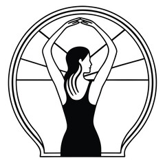 flat vector of fitness woman stretching arms overhead