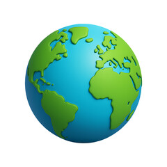 3D Render of Earth Globe Icon , Isolated on Transparent Background