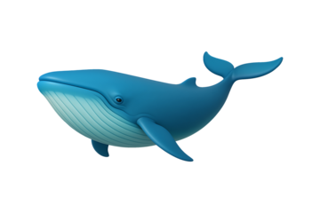 Blue Whale, 3D Illustration Isolated on Transparent Background