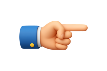 Cartoon Hand Pointing to the Left, 3D Render Isolated on Transparent Background