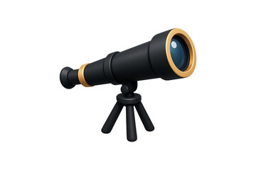 Cartoon Telescope on a Tripod, 3D Render Isolated on Transparent Background