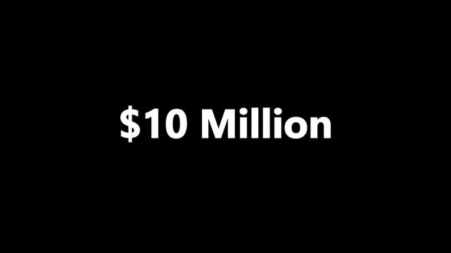 10 million dollar Text fire Animation 2k alpha channel