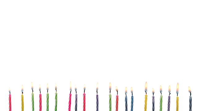 Colorful birthday candles in a row