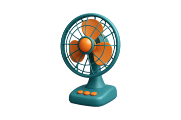 Modern Table Fan, 3D Render Isolated on Transparent Background