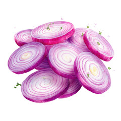 Sliced red onions, stacked and layered