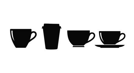 Diverse coffee cup silhouettes collection for beverage and cafe design needs vector