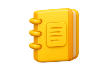 Stylized Yellow Spiral Notebook or Planner, Isolated on Transparent Background