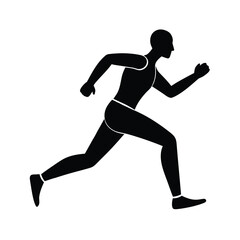 Obraz premium running man silhouette design, running athlete silhouette art, jogger man black silhouette, marathon runner silhouette vector, fitness running man outline