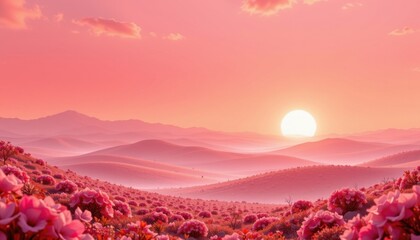 coral pink horizon theme with bright coral fading into pale pink, subtle coral horizon gradient, tiny golden sparkles, wide dreamy panorama, peaceful and radiant