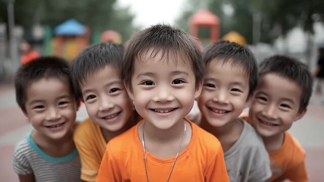 Children's Pure and Friendly Smiles in the Sun