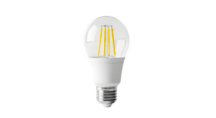 Led filament bulb isolated on transparent background for energy efficient lighting