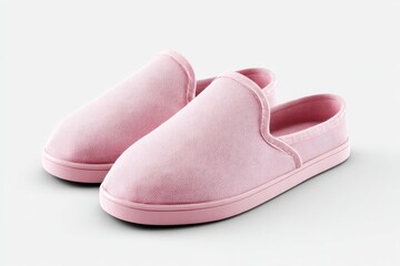 Pair of soft pink slip-on house shoes
