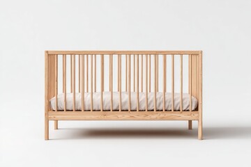 Light-brown wooden crib, simple design
