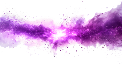 Mystical purple light explosion symbolizing a sorcerer's power vividly isolated on a transparent background