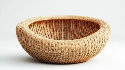 empty wicker basket against white background