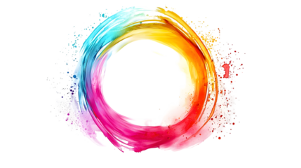 neon circle frame isolated on a transparent background