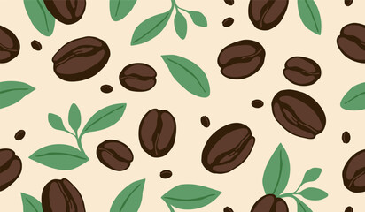Cute coffee beans pattern background vector design
