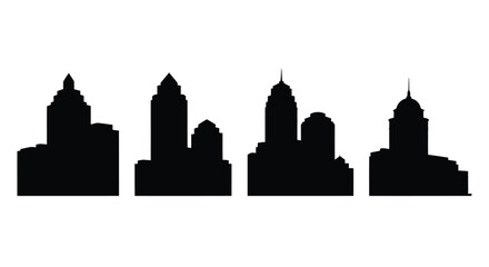 Obraz premium Silhouettes of iconic cityscape buildings distinctive architectural styles isolated on vector