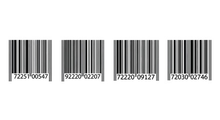 Four different barcode scans showing product identification and retail price tracking vector