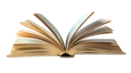 Opened book browsing pages shuffling isolated on a transparent background