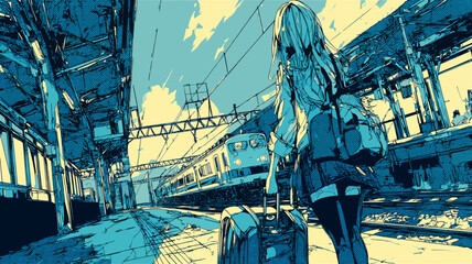  駅での旅立ちを感じる風景