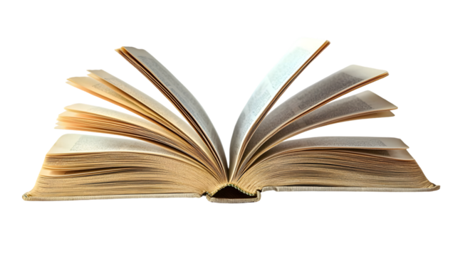Opened book browsing pages shuffling isolated on a transparent background - Powered by Adobe