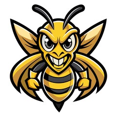 Angry hornet mascot on transparent background