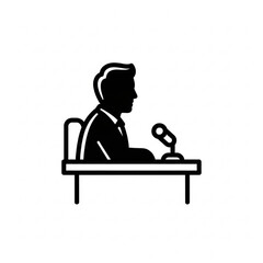 Person Speaking at a Microphone Interview or Podcast Icon