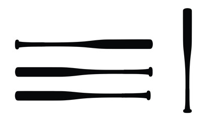 Collection of silhouettes of baseball bats sports equipment for game play vector