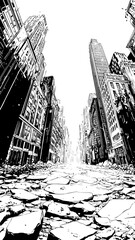 高層ビル群と都市の景観を描いたベクターイラスト