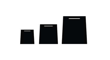 Three black modern kitchen appliances dishwashers of varying sizes arranged side by side vector