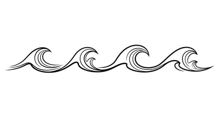 Dynamic hand drawn sea waves repeating pattern seamless artistic ocean swirls vector
