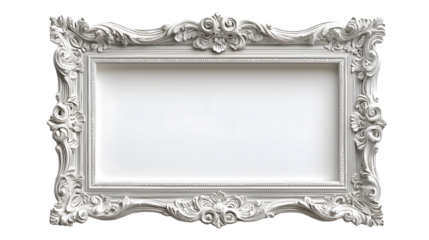 picture frame with carved pattern isolated on a transparent background