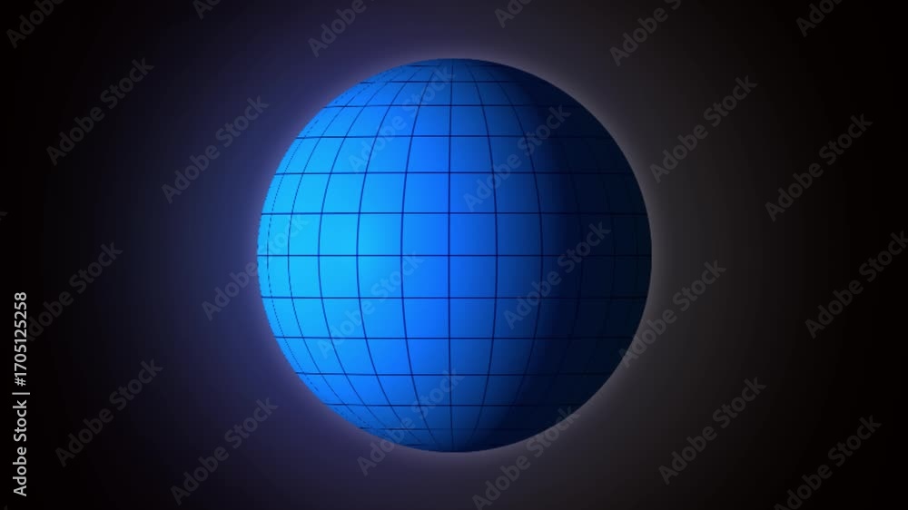 Poster rotating 3d blue grid globe animation digital world global network technology seamless loop motion g