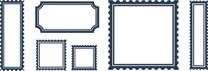 Collection of decorative frames with perforated edges in various shapes and sizes