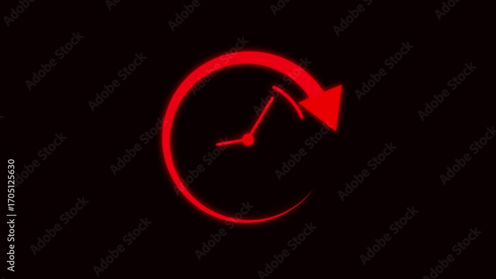 Poster red clock animation circular arrow progress looping motion graphic design countdown timer seamless l