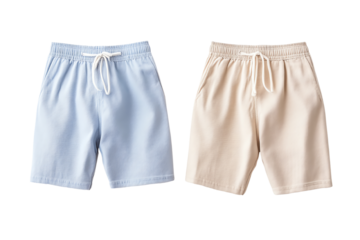 Casual shorts in light blue and beige, perfect for summer outings or relaxed home wear.