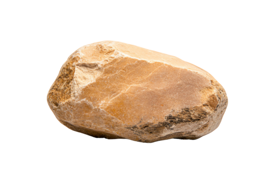 Brown rock on a white isolate background, showcasing natural texture and color variations.