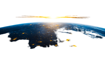 Planet earth globe from space isolated on a transparent background