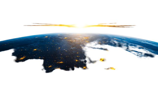 Planet earth globe from space isolated on a transparent background