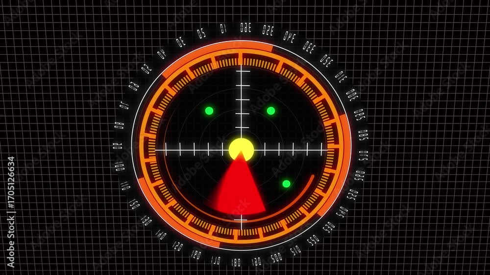 Poster animated hud radar screen futuristic interface scan detection targeting system glowing lights seamle