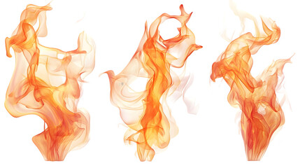 Realistic fire flame effect ‍set isolated on a transparent background