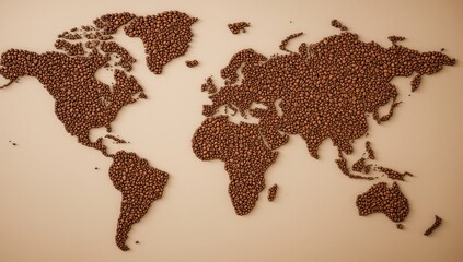 world map with coffee beans