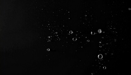 Evaporation, white, drops, small, tiny, rain, droplets, appear, delicate, scattered, forming, subtle, patterns, glistening, on, deep, black, matte, background, creating, contrast, texture, highlightin